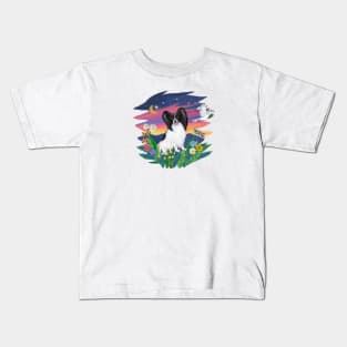 Papillon Enjoying a Walk in the Country Kids T-Shirt